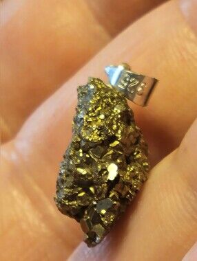 Stunning 17.25ctw Natural Pyrite Crystal Pendant Handmade Mixed Metal Unisex